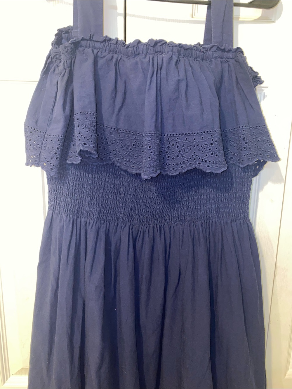 Isaac Mizrahi Navy Smocked Waist Dress- 100% Cotton
